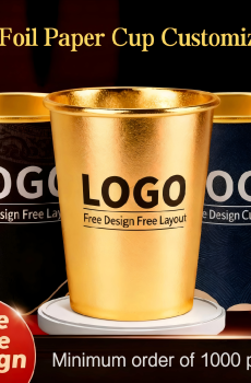 Disposable paper cups - 9oz - Gold/silver foil cups