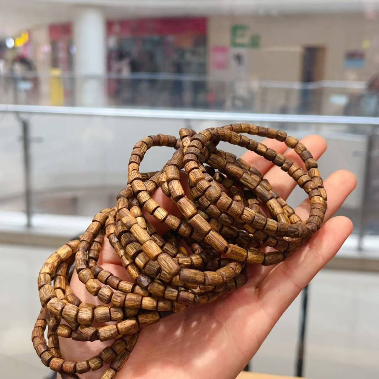 Chen Xiang Agarwood barrel bead couple bracelet