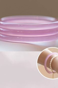Natural Agate Chalcedony Ice-like Pink Bangle