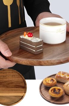 Acacia Wood Round Tray: Versatile for Fruit, Coffee & More