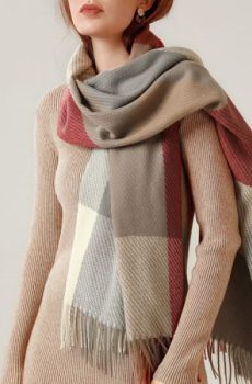 Winter Plaid Scarf for Unisex Oversized Cashmere Feel Shawl