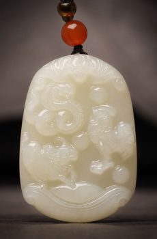 Chinese Hetian Jade Zodiac Pendant Necklace
