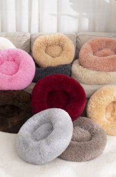 Direct Factory Round Furry Pet Bed - Ultra Soft & Cozy