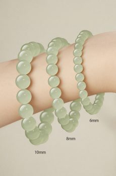 Light Green Jade Beaded Bracelets (6/8/10mm Sizes)