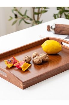 Walnut Wooden Serving Tray with Handles