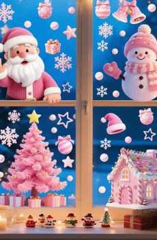 Christmas Window Clings pink pattern snowflake sticker