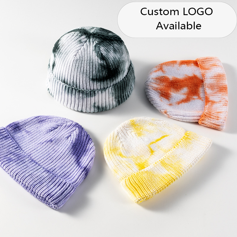 Cotton Tie Dye Knit Hat - Breathable Warm Windproof Beanie