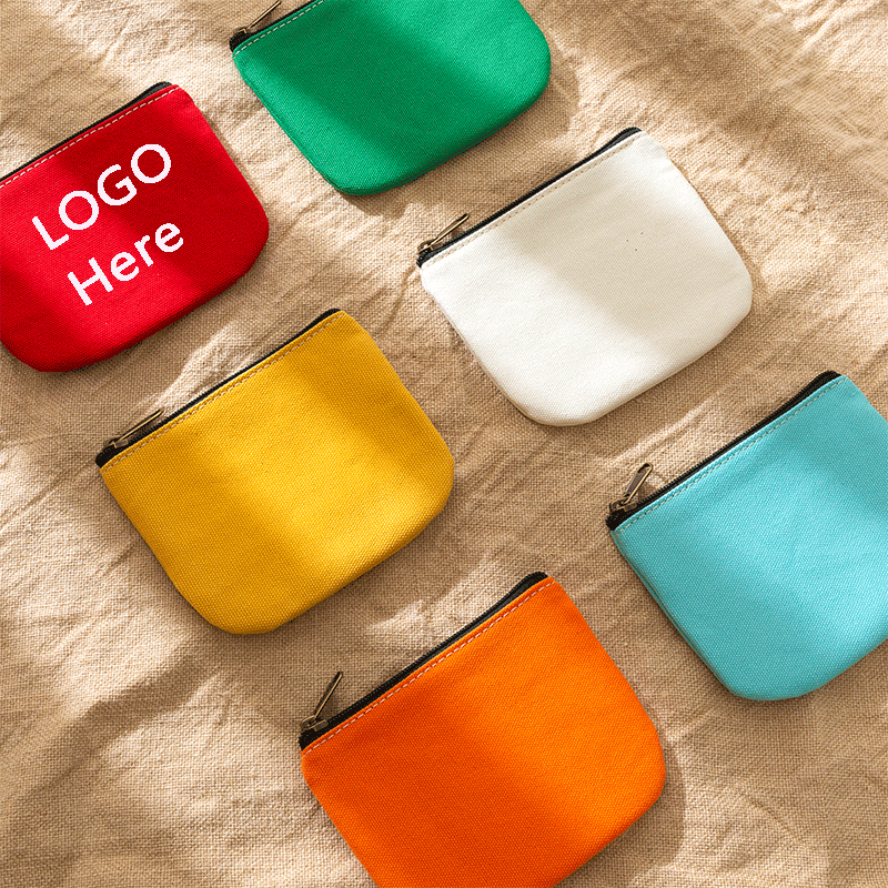 Solid Color Canvas Coin Purse, Unisex Portable Wallet