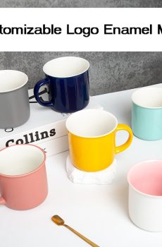 Customizable Logo Enamel Mugs-Colorful Durable Enamel Cups