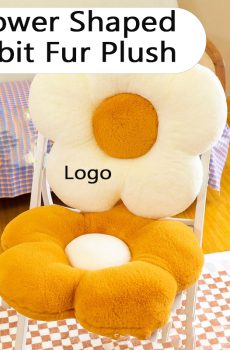 Cute Flower Shaped Rabbit Fur Plush Cushion