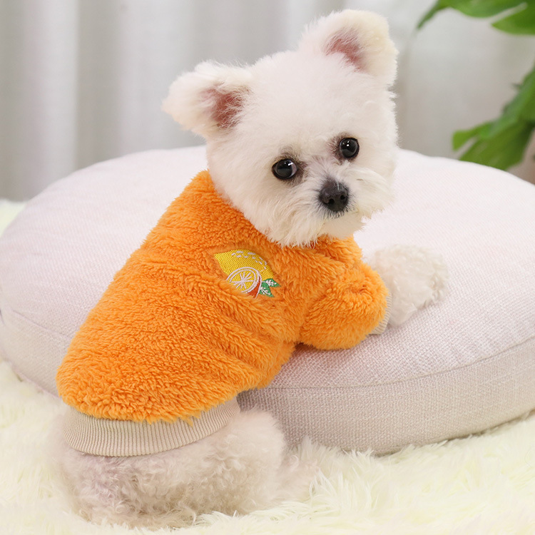 Pet Fleece Sweatshirt: Cute Fruit Embroidery Warm Coat