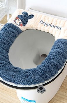 Universal Velvet Toilet Seat Cover, Thick Warm Cushion