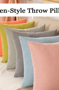 Solid Color Polyester Linen-Style Throw Pillow