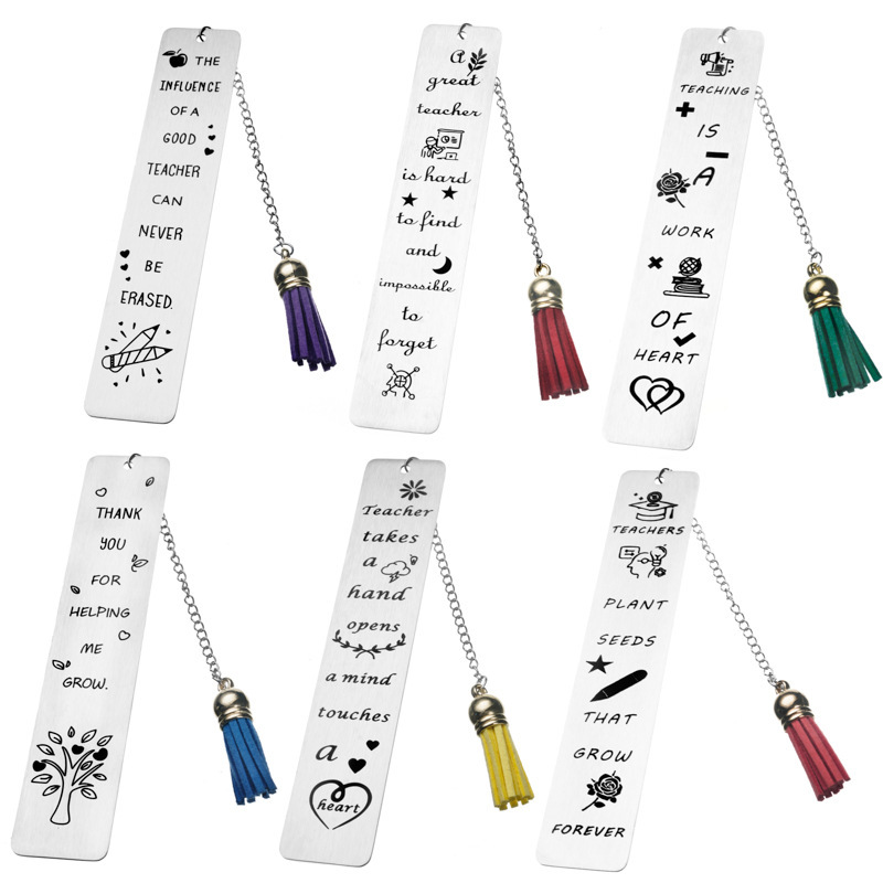 Custom Engraved Stainless Steel Bookmarks with Tassel