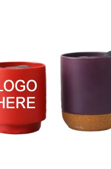 Ceramic Cup with Lid & Wooden Base