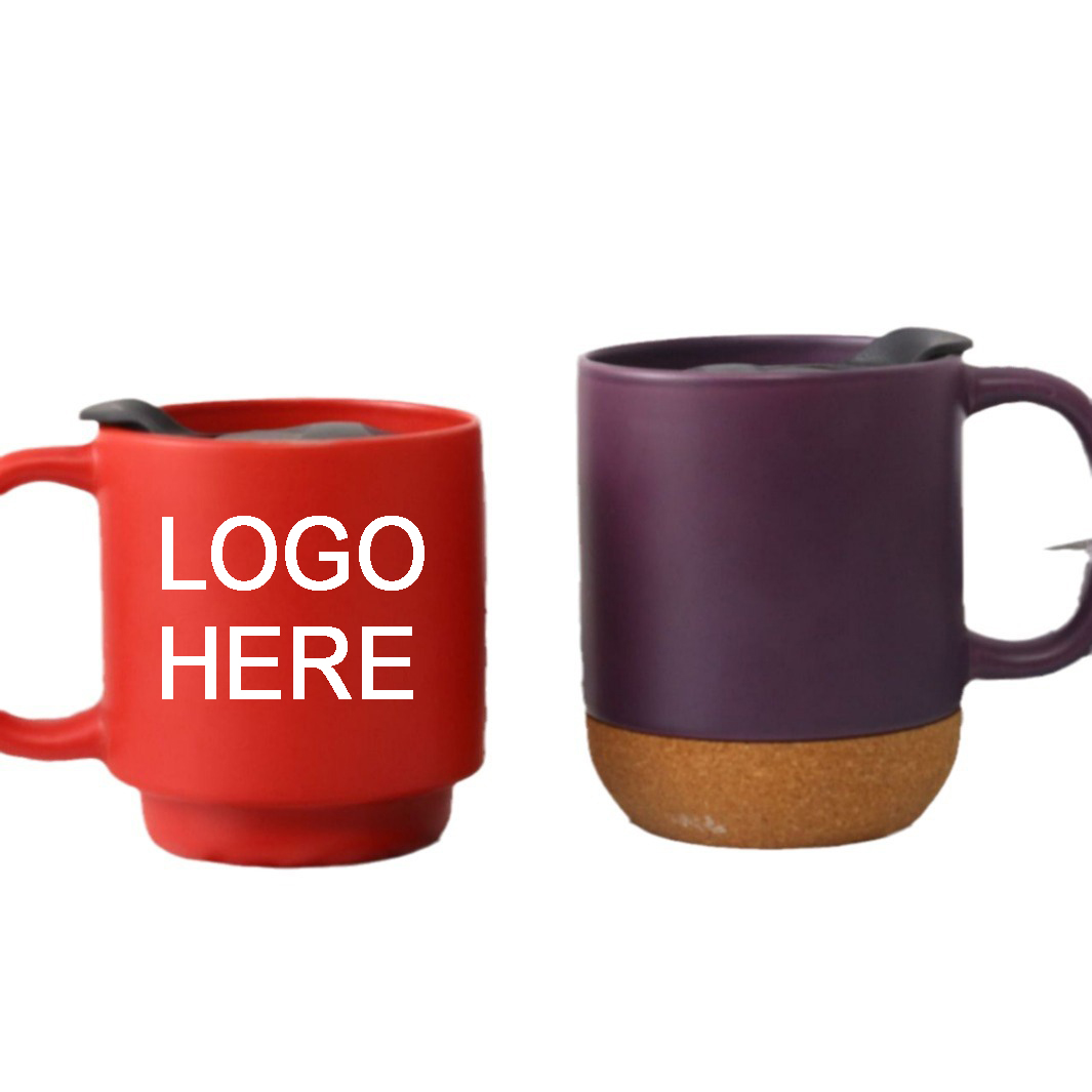 Ceramic Cup with Lid & Wooden Base