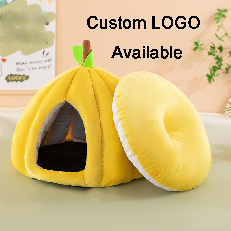 Cartoon Pumpkin Pet Bed for Cats and Small Dogs